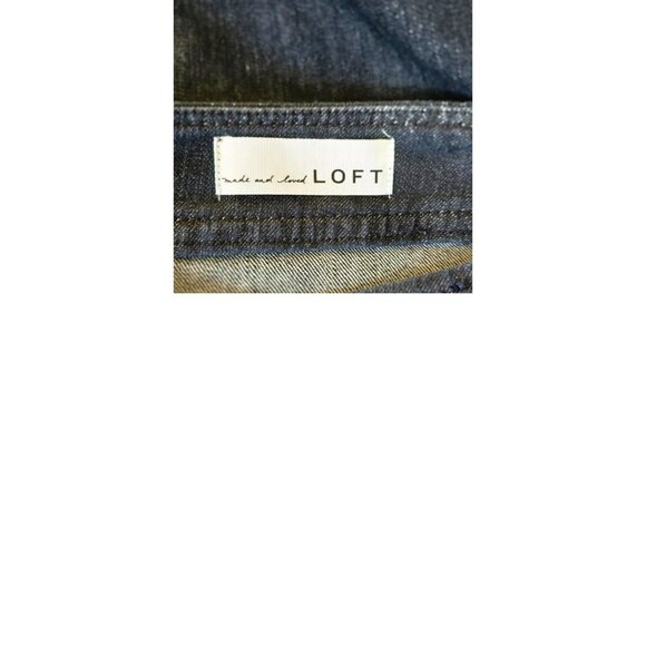 Loft Size 6 Women's Skirt Demin Mini Dark Wash Zippered Back Front Pockets - Picture 3 of 5